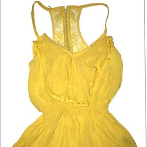 Paper Tee Yellow Lace Flowy Ruffle Top